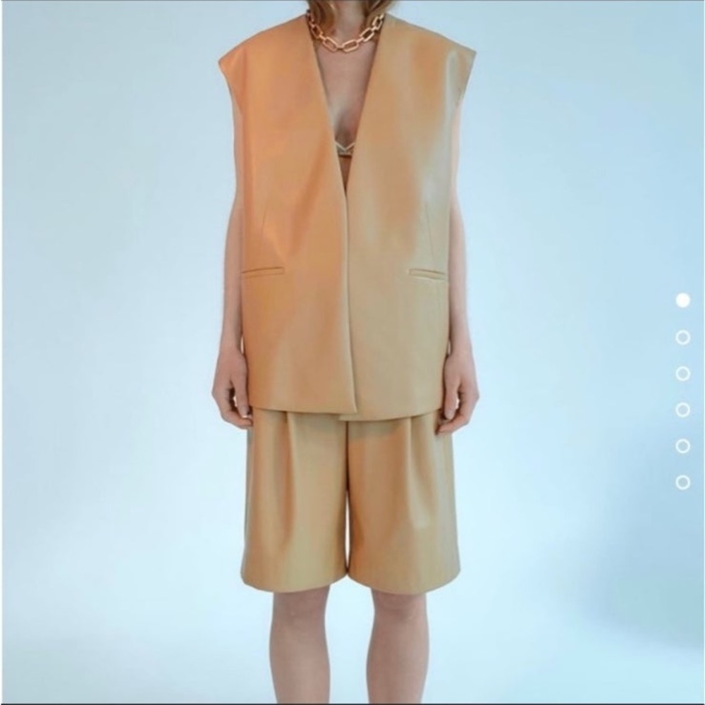 Zara Tan  Faux Leather Shorts